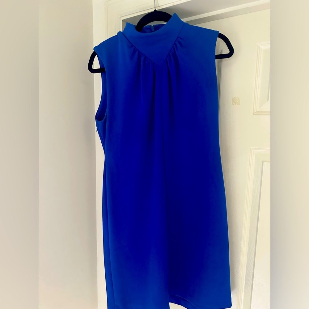 Calvin Klein Blue Sheath Mini Dress Mock Neck
